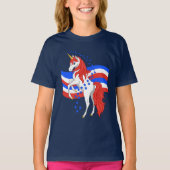 Red White Blue Patriotic American Unicorn T-shirt (Voorkant)