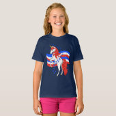 Red White Blue Patriotic American Unicorn T-shirt (Voorkant volledig)