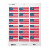 Red White Blue Patriotic American USA Vlag Party Etiket (Full Sheet)