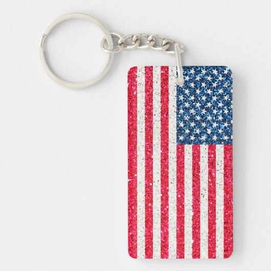 Red White Blue Patriotic American USA Vlag Party Sleutelhanger (Voorkant)