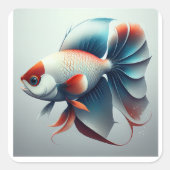 Red White & Blue Patriotic Exotic Fish Vierkante Sticker (Voorkant)