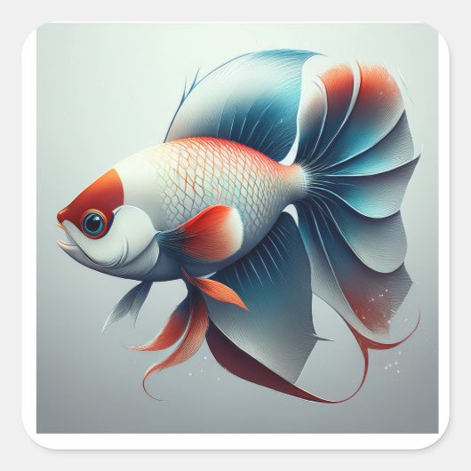 Red White & Blue Patriotic Exotic Fish Vierkante Sticker (Voorkant)