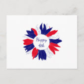 Red White Blue Patriotic Floral Fourth of Juli BBQ Feestdagenkaart (Voorkant)