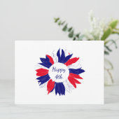 Red White Blue Patriotic Floral Fourth of Juli BBQ Kaart (Staand voorkant)