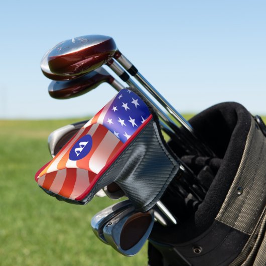 Red White Blue Patriotic Golf Putter Head Hoesje Golfheadcover (Insitu)