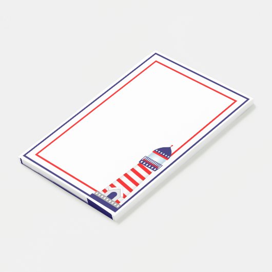 Red White Blue Patriotic Lighthouse Post-it Notes (Schuin)