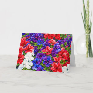 Red White Blue Patriotic Petunia Flower Art Kaart
