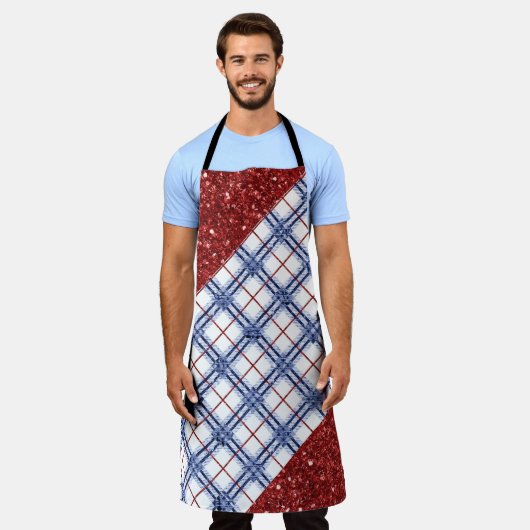 RED WHITE BLUE PATRIOTIC PLAID PATTERN SCHORT (Gedragen)