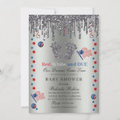 Red White Blue Patriotic Silver Glitter Baby Feet Kaart (Voorkant)