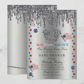 Red White Blue Patriotic Silver Glitter Baby Feet Kaart (Voorkant / Achterkant)