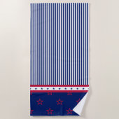 Red White Blue Patriotic Stars Stripes Beach Towel Strandlaken (Voorkant)