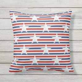Red White Blue Patriotic Stars Stripes USA Flag Buitenkussen