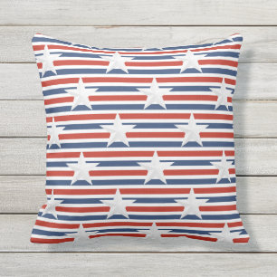 Red White Blue Patriotic Stars Stripes USA Flag Buitenkussen