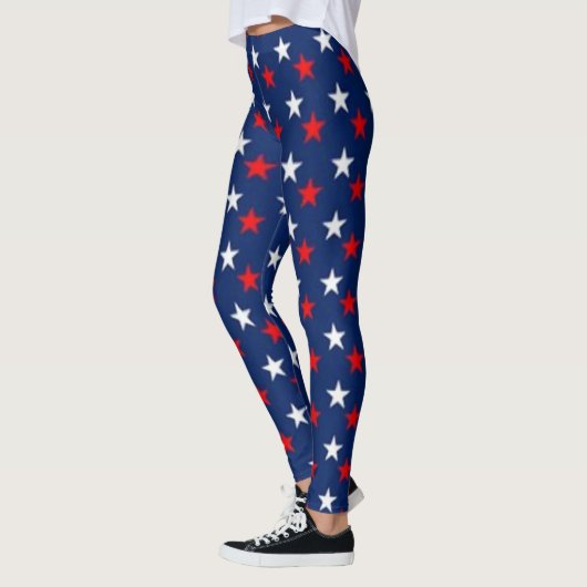 RED, WHITE & BLUE! Patroon voor patriottische ster Leggings (Links)