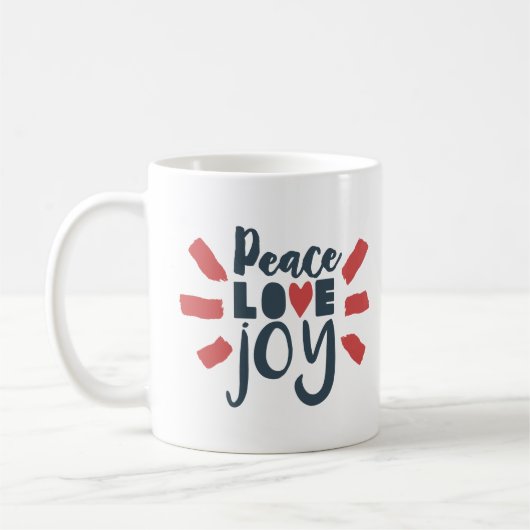 Red White Blue Peace Love Joy Gift Mok (Links)
