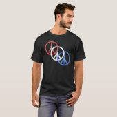 Red White Blue Peace Mannen Black T-shirt (Voorkant volledig)