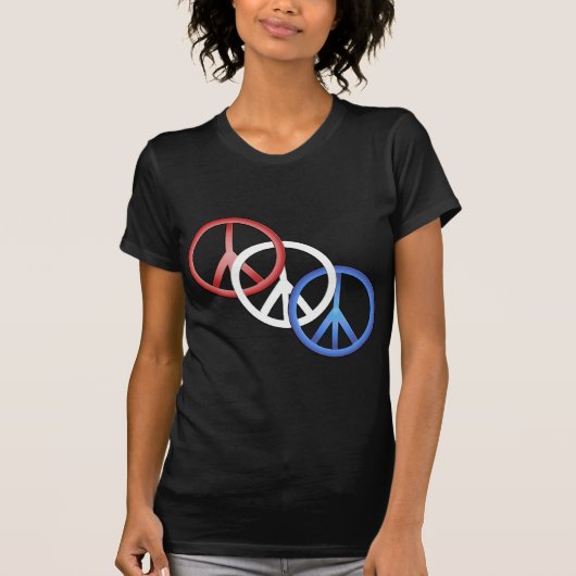 Red White Blue Peace Womens Black T-shirt (Voorkant)