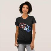 Red White Blue Peace Womens Black T-shirt (Voorkant volledig)
