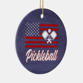 Red White Blue Pickleball Kerstmis Keramisch Ornament (Rechts)