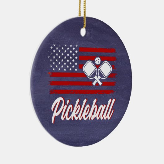 Red White Blue Pickleball Kerstmis Keramisch Ornament (Rechts)