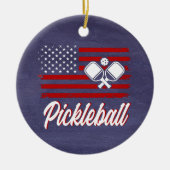 Red White Blue Pickleball Kerstmis Keramisch Ornament (Voorkant)