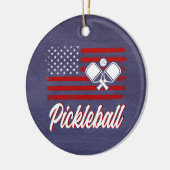 Red White Blue Pickleball Kerstmis Keramisch Ornament (Links)