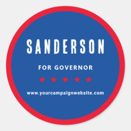 Red White Blue Political Election Campaign Name Ronde Sticker