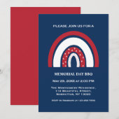 Red White Blue Rainbow Memorial Day BBQ Party Kaart (Voorkant / Achterkant)