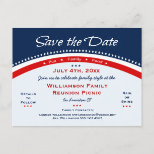 Red White Blue Reunion, Party, Save the Date Aankondigingskaart