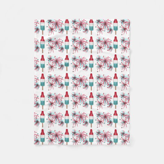 Red White Blue Rocket Pop Popsicle Fireworks USA Fleece Deken (Voorkant)