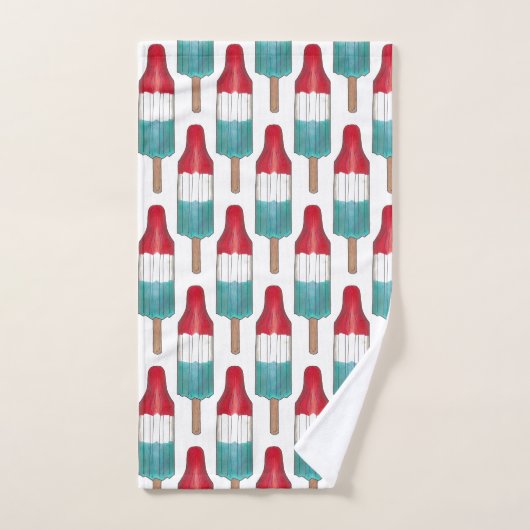 Red White Blue Rocket Pop Popsicle Patriotic USA Bad Handdoek (Handdoek)