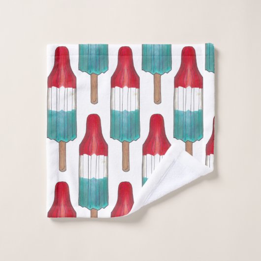 Red White Blue Rocket Pop Popsicle Patriotic USA Bad Handdoek (Wasdoekje)