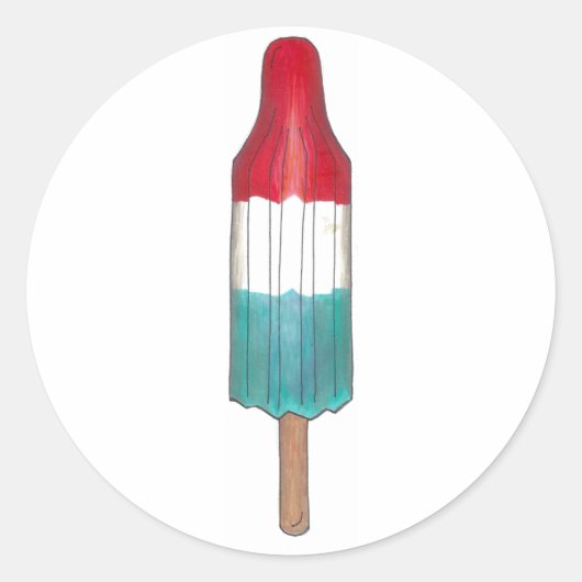 Red White Blue Rocket Pop Popsicle Patriotic USA Ronde Sticker (Voorkant)