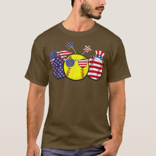 Red White Blue Softball Lover Patriotic 4th of jul T-shirt