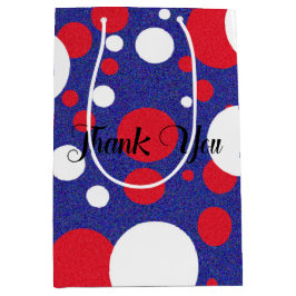 Red White Blue Sparkle Polka Dot Party Medium Cadeauzakje