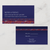 Red White & Blue Sparkle Sequins Verwijs een vrien Aanbevelingskaartje (Voorkant / Achterkant)