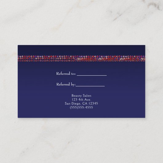 Red White & Blue Sparkle Sequins Verwijs een vrien Aanbevelingskaartje (Achterkant)