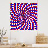 Red White Blue Spiral van Kenneth Yoncich Poster (Keuken)