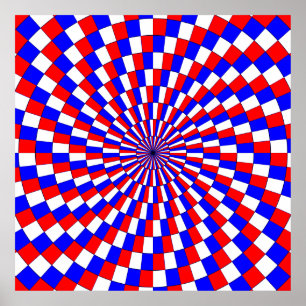 Red White Blue Spiral van Kenneth Yoncich Poster