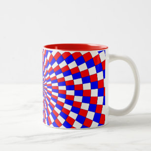 Red White Blue Spiral van Kenneth Yoncich Tweekleurige Koffiemok