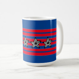 Red White Blue Starfish in Stripes Patriotic Koffiemok
