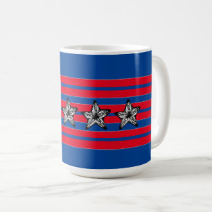 Red White Blue Starfish in Stripes Patriotic Koffiemok