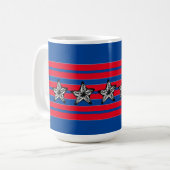 Red White Blue Starfish in Stripes Patriotic Koffiemok (Voorkant links)