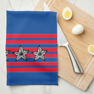 Red White Blue Starfish in Stripes Patriotic Theedoek