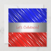 Red White Blue Stars Abstracte party event Invitat Kaart (Voorkant)