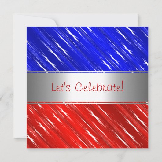 Red White Blue Stars Abstracte party event Invitat Kaart (Voorkant)