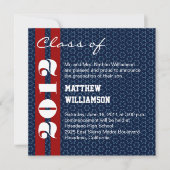 Red White Blue Stars Afstuderen Invitation Kaart (Voorkant)