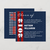 Red White Blue Stars Afstuderen Invitation Kaart (Voorkant / Achterkant)
