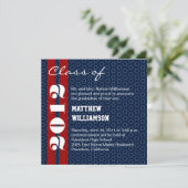 Red White Blue Stars Afstuderen Invitation Kaart (Staand voorkant)