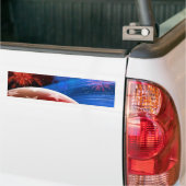 Red White Blue Stars en Fireworks Bumpersticker (Op Truck)